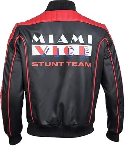 SF FASHIONS Miami The Fall Ryan Gosling 2024 Vice Stunt Team Costume Guy Black Leather Bomber Jacket