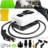 Limpiador a Vapor Portátilm, 2500W 9 Velocidades Vaporeta de Mano, 1200ML Portátil Multiusos Vaporeta Limpieza Hogar Potente para Muebles de Cocina, Baño, Automóvil, Piso, Sofá