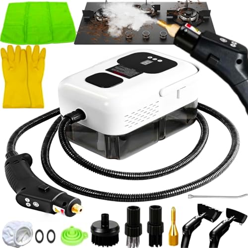 Limpiador a Vapor Portátilm, 2500W 9 Velocidades Vaporeta de Mano, 1200ML Portátil Multiusos Vaporeta Limpieza Hogar Potente para Muebles de Cocina, Baño, Automóvil, Piso, Sofá