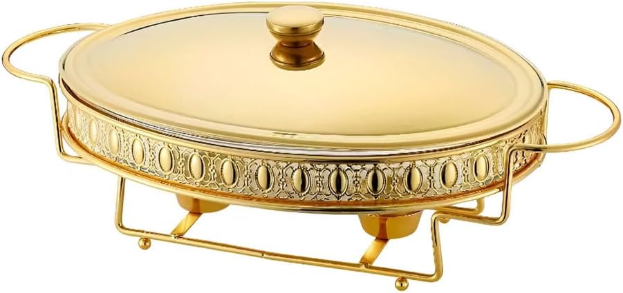 AIZYR Gold Chafing Dishes Buffet Set, Stainless Steel Chafing Dishes for Buffet Food Warmer Set with Lid for Weddings Parties Catering