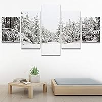 SIGNWIN 5 Panel Canvas Wall Art Modern Art Forest Multicolor Photography Relax/Calm Romantics Scenic for Home Decorations Ready to Hang - 60