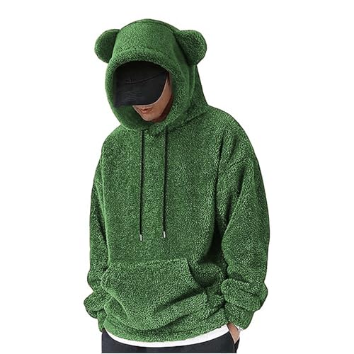 Sudadera de hombre verde talla M con cuello cruzado de forro polar