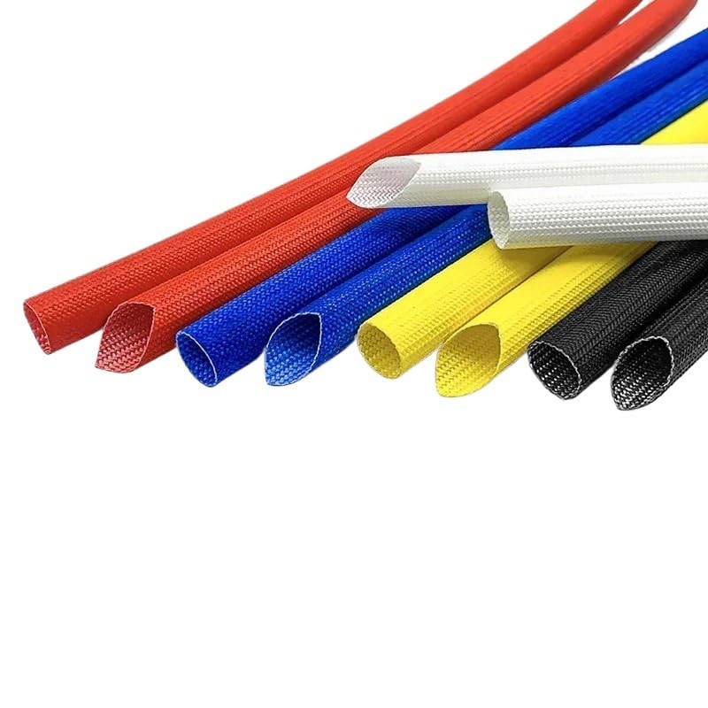 Silicone Fiberglass Braided Sleeving 1-20mm ID Heat Resistant Sleeve 200°C-400°C Flame Retardant Cable Protection Tube(200Deg Black Sleeve,1mm)