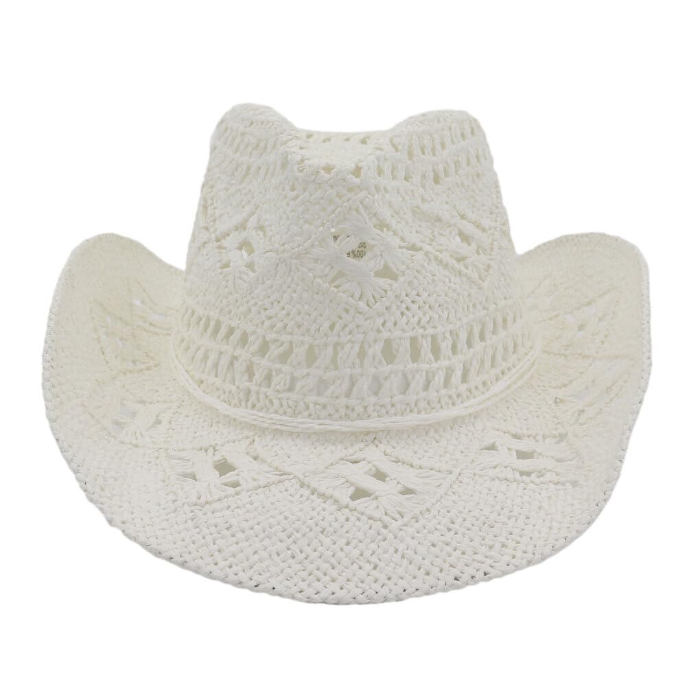 tuwiwol Sombrero de Vaquero Unisex de Estilo Occidental, ala Ancha para protección Solar, Sombrero de Paja de Papel, Gorra de Estilo Unisex, Moda para Actividades al Aire Libre