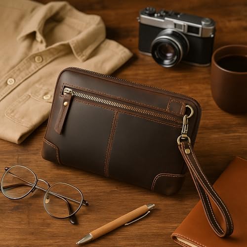 Women's Leather Crossbody Purse – Small Shoulder Bag with Triple Zipper, Adjustable Wide Strap, Cell Phone & Card Holder – Stylish Travel Handbag for Women, Brown4