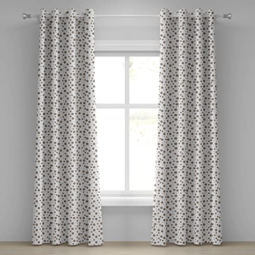 ABAKUHAUS Marron Rideau, Big Spots Petites Gouttes, Rideaux décoratifs à 2 Panneaux pour la Chambre à Coucher Le Salon, 2-Panel- 280 cm x 175 cm, Cacao Blanc