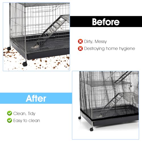 Nogeqi 2 Stück Vogelkäfig Abdeckung Kordelzug, Groß Vogelkäfig Samenfänger Birdcage Seed Catcher, Einstellbar Bird Cage Cover Weich Luftiger für Papageien Wellensittich Runde Quadratische Käfige