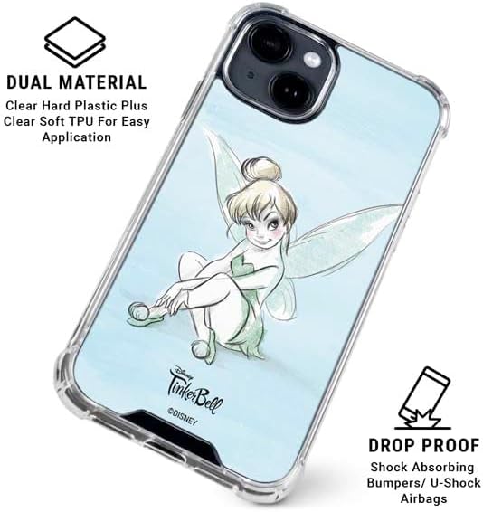 Skinit Clear Phone Case Compatible with iPhone 15 - Officially Licensed Disney Tinker Bell Sketch Art Design