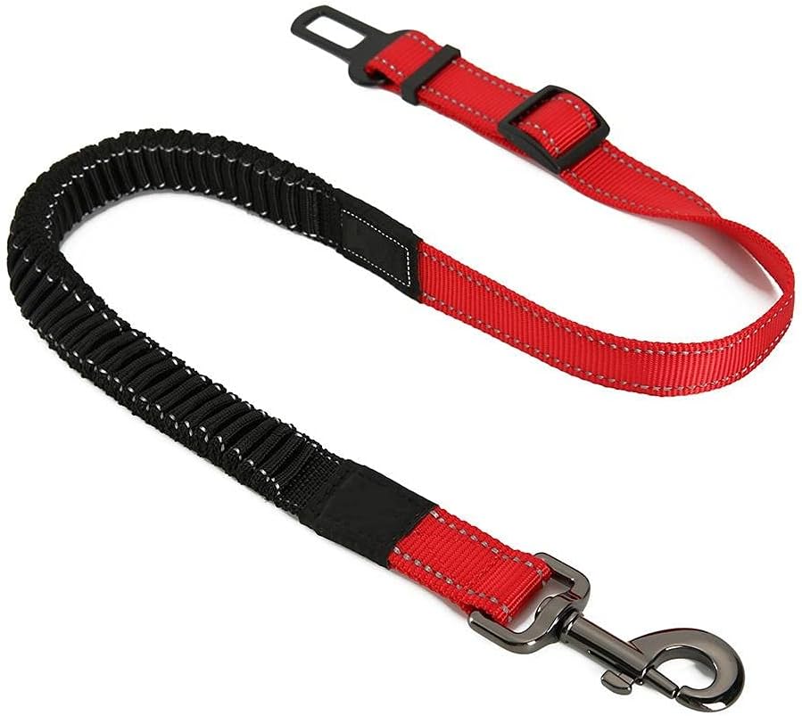 Adjustable Dog Car Seat Belt Red Dog Seat Belt Retractable Pet Safety Car Seatbelts Leash for Vehicle Nylon Seat Belts Heavy Duty Elastic Harness for Dog