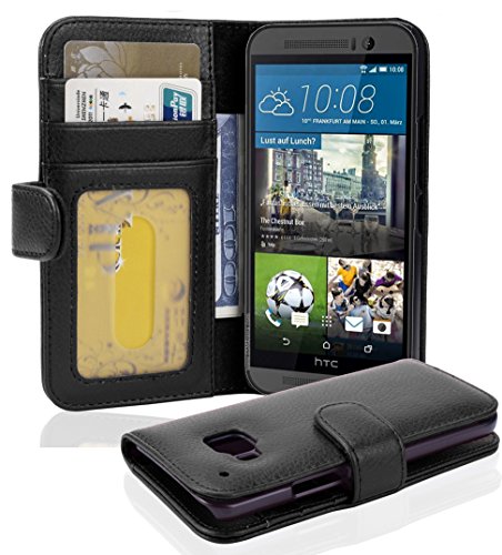 cadorabo Coque pour HTC One (M9), Noir Fermoire Magnétique Housse de Protection Etui Portefeuille Case Cover pour HTC One (M9) - Stand Horizontal et 3 Fente...