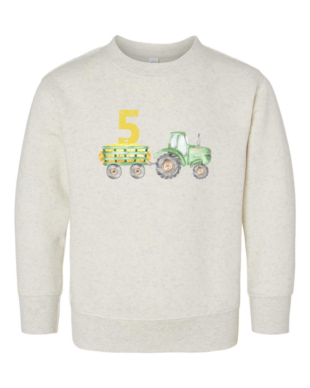 KLATCH Toddler Baby Boy Birthday Tractor Outfit Five Number Sweatshirt Shirts Birthday Gift for Kids (US, Age, 4 Years, Natural)