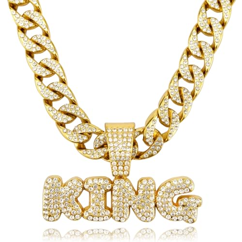 IDRUPACE Miami Mens Cuban Link Chain Silver Gold Plated Bling Cuban Necklace Diamond Chain for Men 13MM iced out chain Hip Hop Jewelry