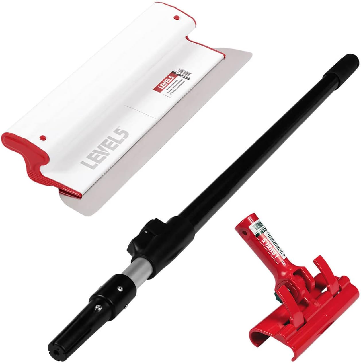 LEVEL5 Composite Skimming Blade Combo, 16 Blade + 38.5 - 63 Extension Handle | Smoothing/Knockdown Drywall Knife | Composite Plastic & European Stainless Steel Construction | 5-424C