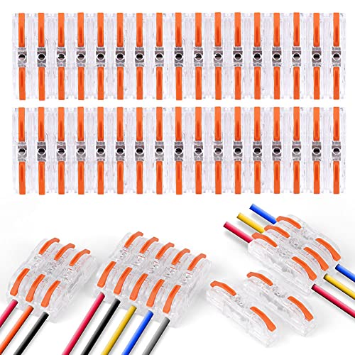 flintronic Wire Connectors, 34Pcs Quick Dual Wire Terminal Block, 2 Pin Peel-free Push-type Design Connectors, 18-22AWG Wire Quick Splice Connector Wire Crimp Terminal Wire Connector