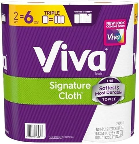 Viva Signature Cloth Paper Towels, 129 Sheets per Roll 2 Triple Rolls,