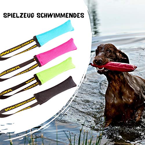 Dingo Hundespielzeug Beisswurst Agility Baumwolle mit Griff handgefertigt für Bisstraining Apportieren Schwimmend Schwimmfähig 15 x 6 cm Rosa 15601