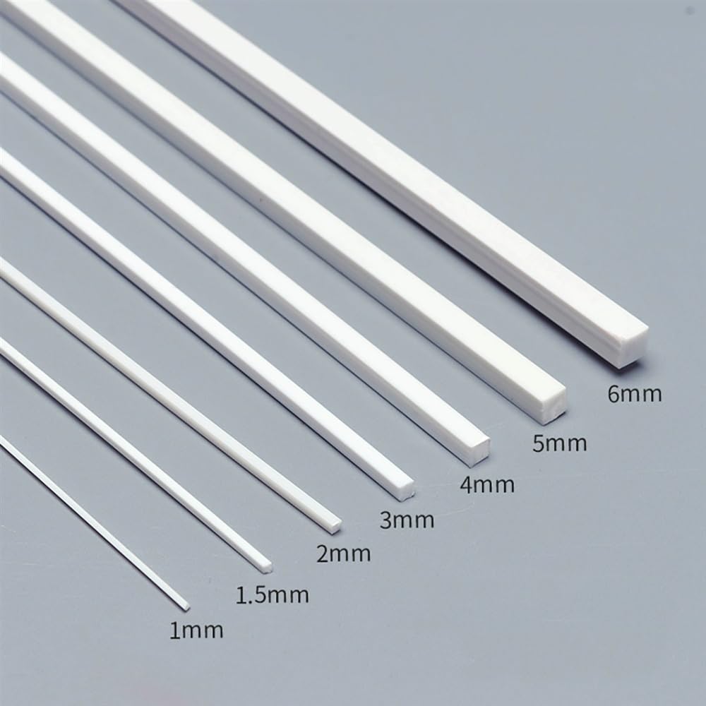 10 Stück weiße Vollstäbe, 1 x 1 mm – 10 x 10 mm quadratische ABS-Kunststoffstäbe, Länge 250 mm ABS-DIY-Material for Modellteilzubehör(10x10mm)