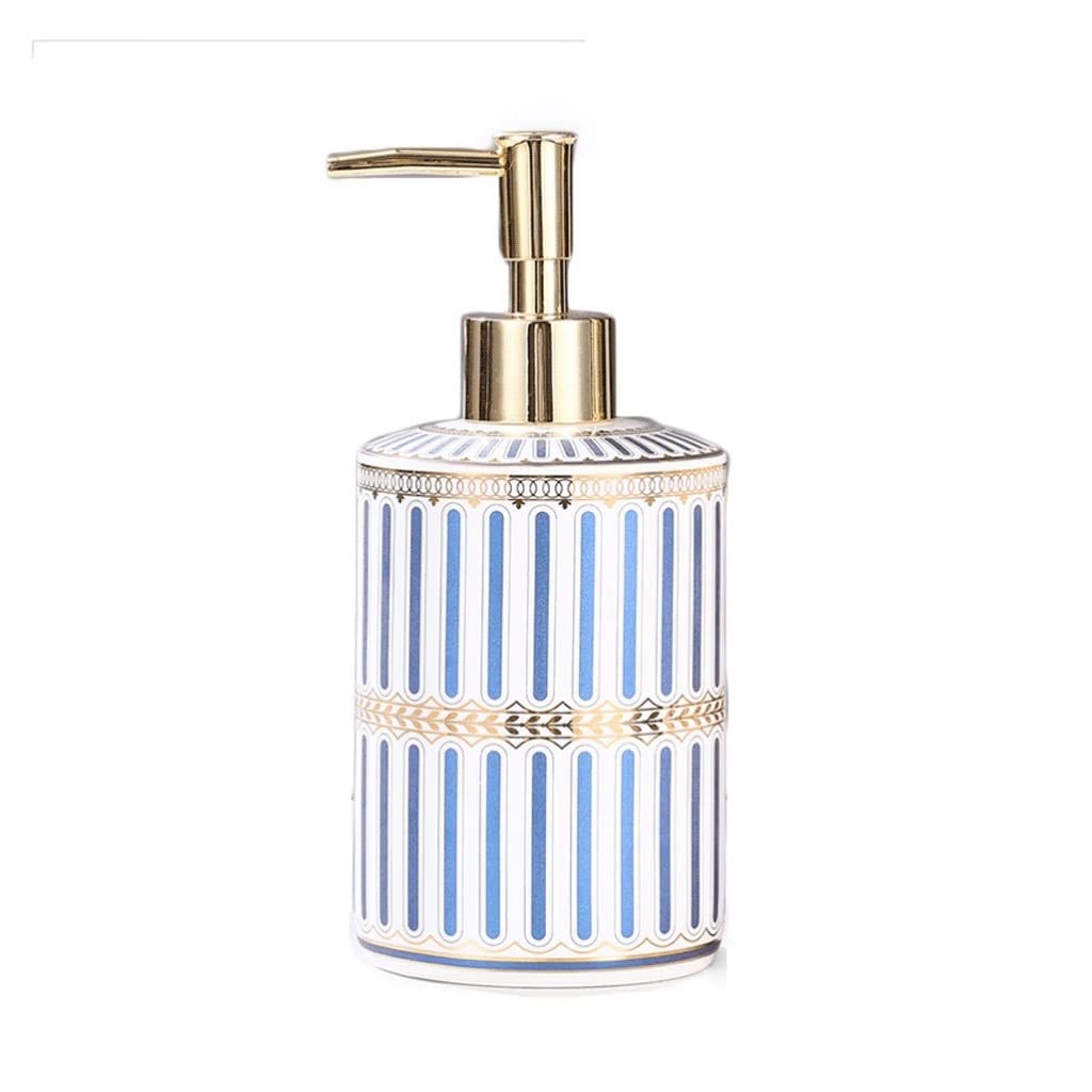 rurka do dozownika mydła, Ceramiczna butelka na płyn do kąpieli z wzorem w paski, 500 ml/17,5 uncji(Blue)