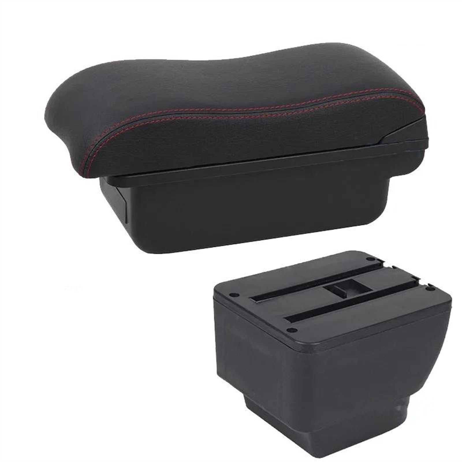 NMJLQW Storage Rack Car Center Console Storage Box Multifunctional Armrest Storage Box Interior Accessories For MAZDA 2 Demio(C1 Black red NO USB)