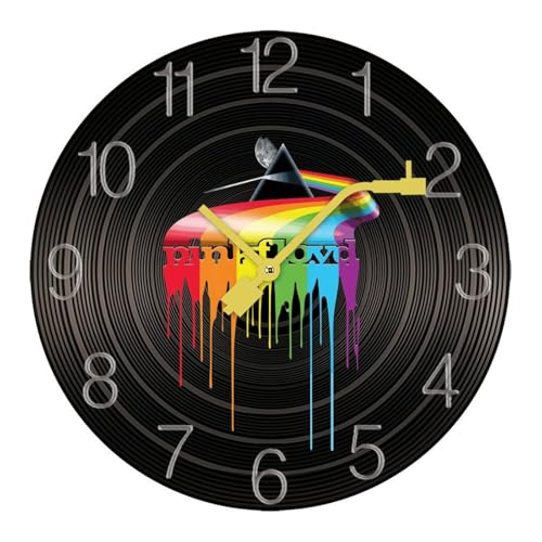 掛け時計 木製レコード ピンク・フロイド ウォールクロック かけ時計 置き時計 インテリア おしゃれ 電池式 飾り 木製 連続秒針 北欧 無音 壁掛け 個性的 大数字 音楽愛好家 直径30cm ギフト