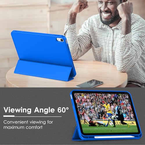 Image of ToaPoia Case for iPad (A16) 11 Inch 2025 /iPad 10th Generation 10.9 Inch 2022, Slim Trifold Stand Protective Cover with Pencil Holder and Soft TPU Back,Support Auto Sleep /Wake (Medium Blue)