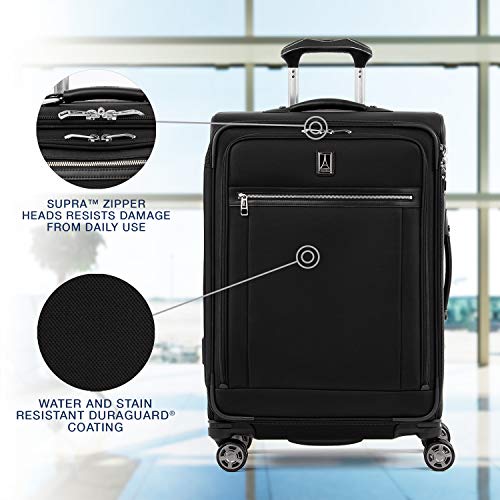 Travelpro Platinum Elite-Softside Expandable Spinner Wheel Luggage, Shadow Black, Checked-Medium 25-Inch