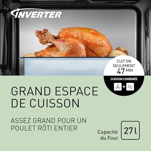 Panasonic NN CD565BEPG Four 3 en 1 Combiné 27 Inverter Chaleur à 100 220°C Gril Micro ondes Plat Crispy Plateau tournant 34 cm Version FR - vue 3