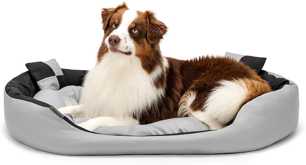 lionto 4 in 1 Lettino per Cane, (L) 110x80 cm Nero/Grigio
