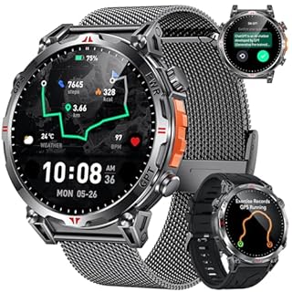 Orologio Smartwatch Uomo GPS Orologi: 1.7" AMOLED Intelligenti Watch con GPT Effettua Risposta Chiamate 107 Modalità Sportive Sonno Pressione Sanguigna Frequenza Cardiaca Compatibile iOS e Android