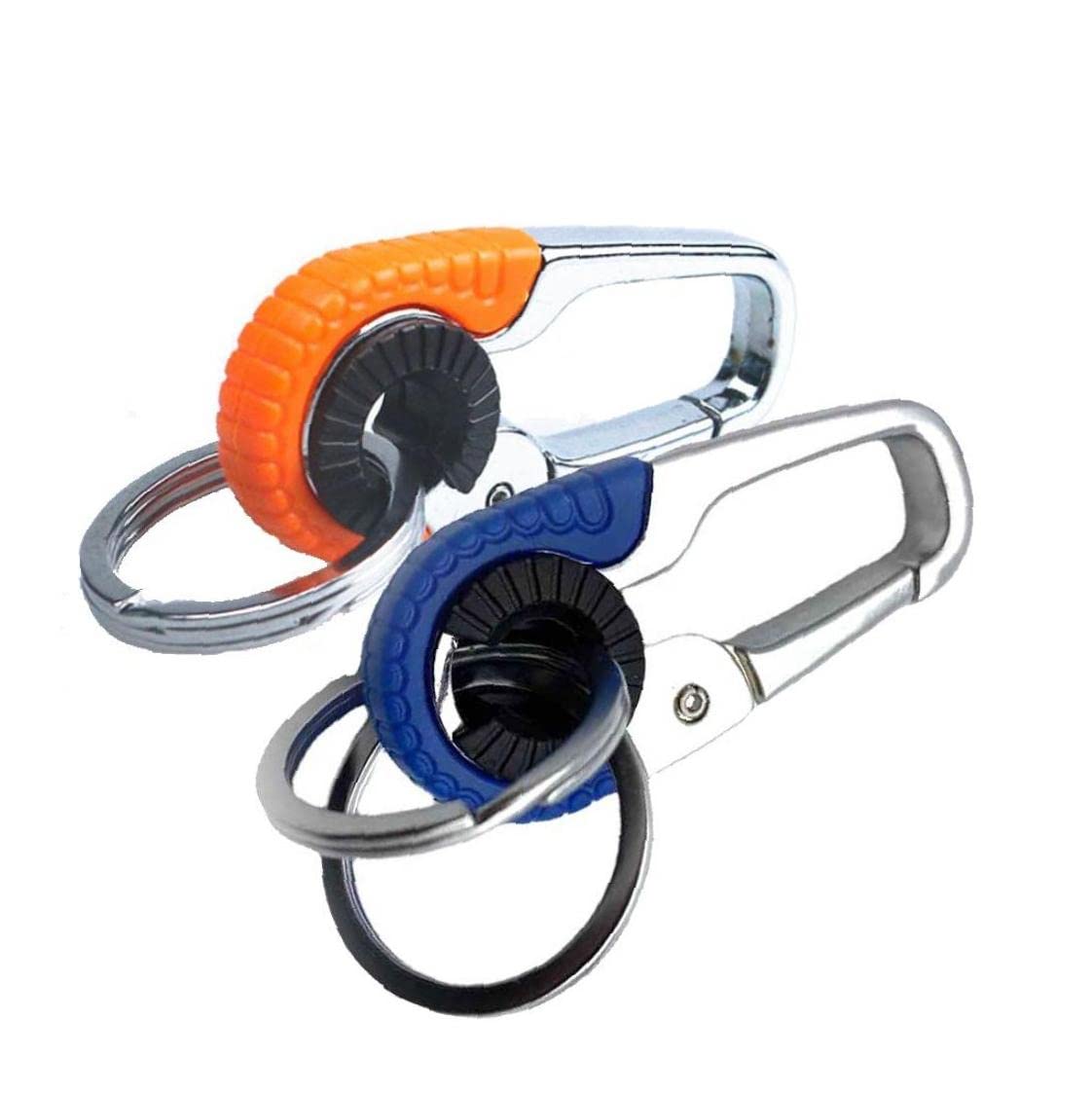 PpmterMetal Key Chain, 2 Pcs Carabiner Shape Key Ring Keyring Keyfob Key Holder, Quick Release Detachable Car Key Chain for Men Women