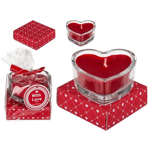 Vela Corazón Rojo en Vaso. Velas Decorativas Corazones. Vela Romántica Roja. Velas Tarro Cristal Corazones