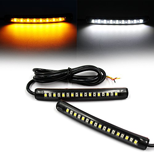 Purishion 2x Universal Flexible LED Turn Signal Tail Brake License Plate Light Integrated