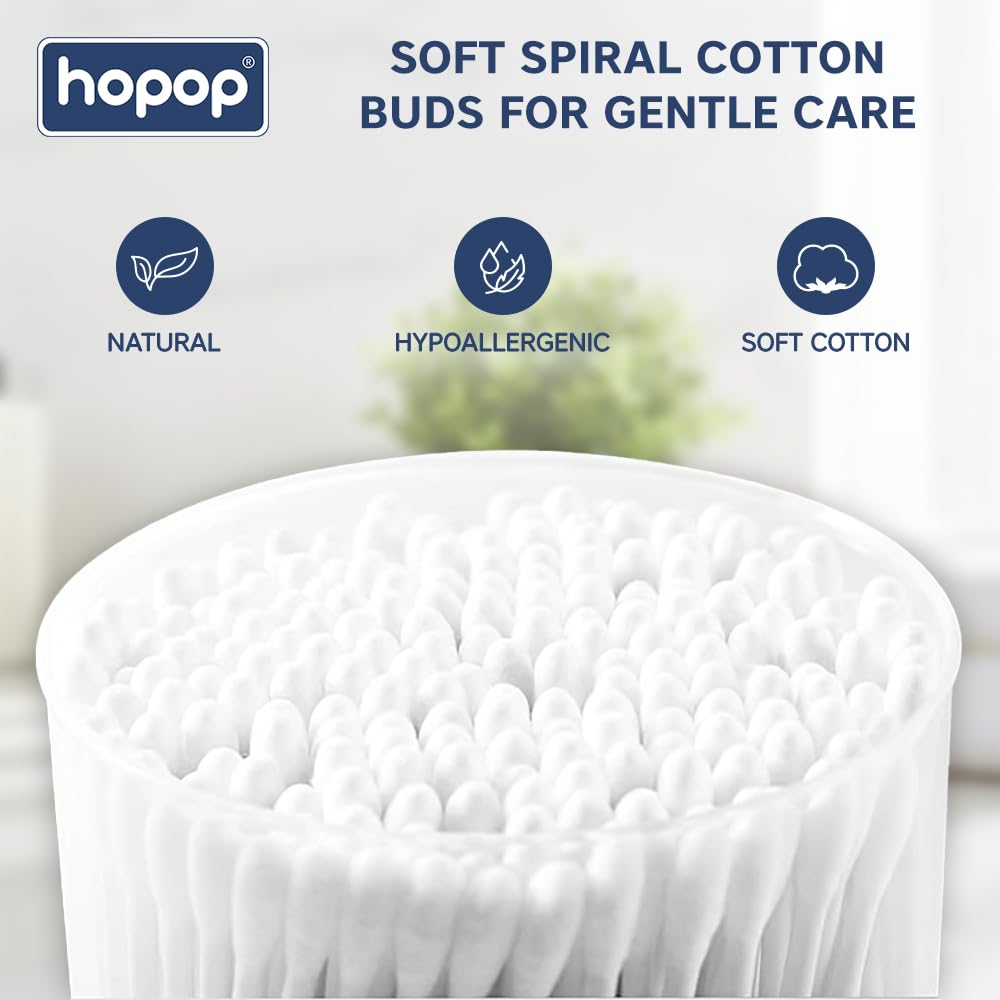 Hopop Baby Spiral Thin Paper Stem Safe Ear Cleaning Cotton Buds Swabs, 200 Stems (Pack of 2) 1