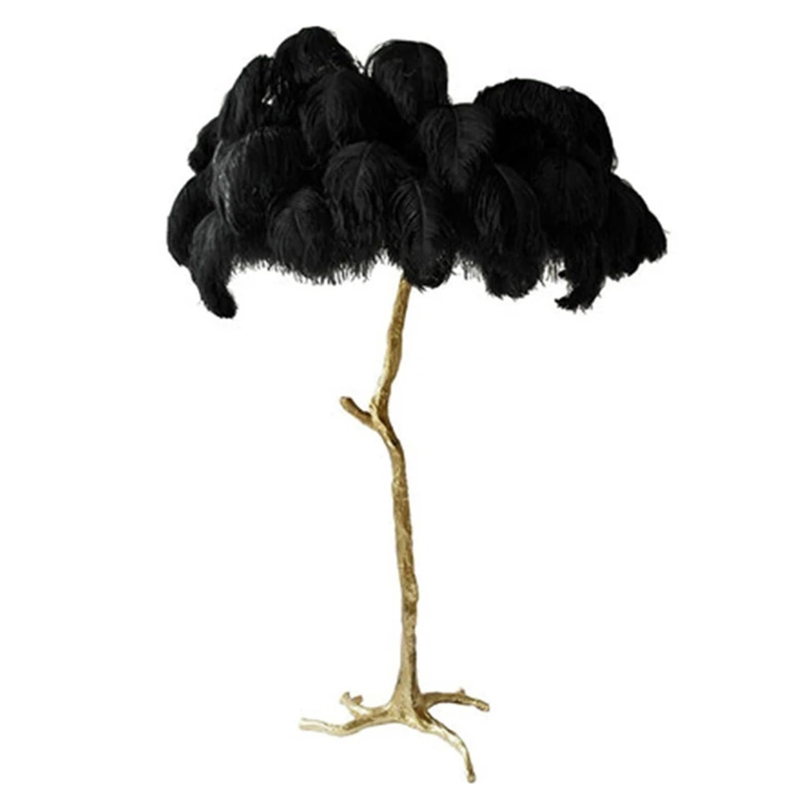 SMTYXS Nordic Design Ostrich Feather Floor Lamp Atmosphere Modern Indoor Lighting for Living/Model Room Decor Salon Bedroom Kitchen Elegant Luxurious(Dia110 h200cm Copper,Black)