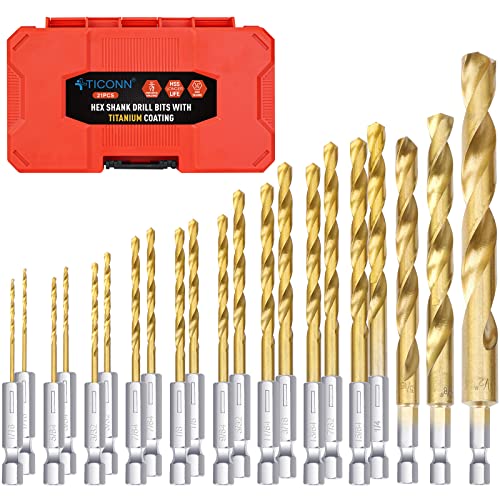Ticonn TICONN-521 21 Pcs Titanium Coated Drill Bit Set With Hex Shank cover
