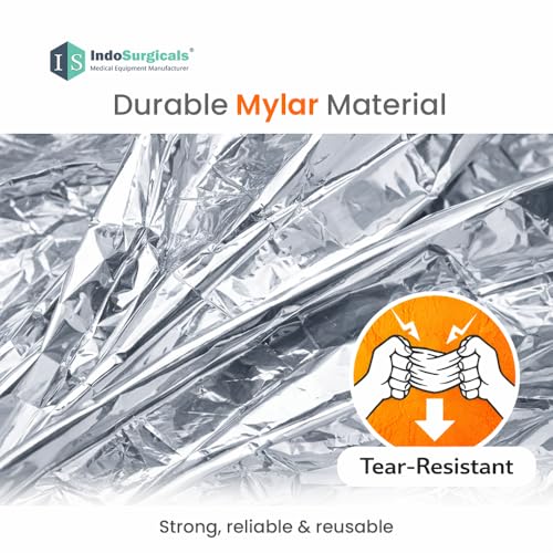 Image of IS IndoSurgicals Emergency Thermal Blanket | Premium Mylar Foil Space Blanket for Survival, Travel & Extreme Cold Protection | 160 x 210 cm | Pack of 25