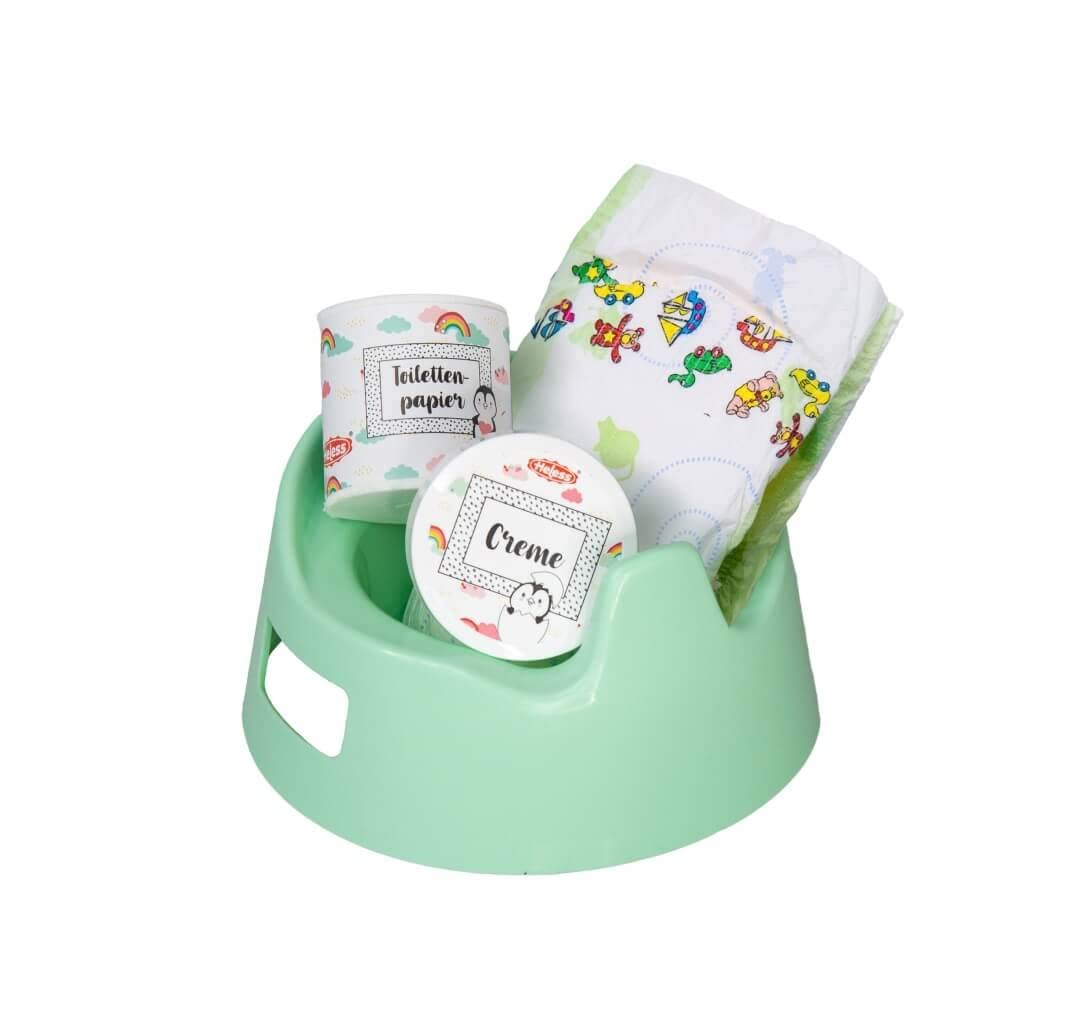 Heless 806 4-Piece Dolls Night Pot Set with Accessories for Doll Care, Mint Colour, Ideal for Outings and Holidays with the Doll