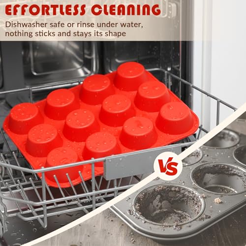 Image of HKNMTT 2Pcs Silicone Muffin Pans for Baking 12Cups BPA-Free Egg Bites Mold