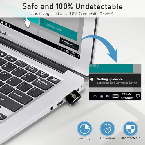 Image of USB Mouse Jiggler & Auto Clicker- Undetectable Cursor Shaker & Vibration Device- Plug & Play, Moves Arrow Automatically- Long Press On /Off, Short Press to Switch Modes- 1 Click /Sec in Autoclicker Mode