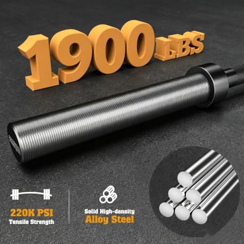 Image of FEIERDUN 7FT Olympic Barbell, 1900LBS Strength Training Bar for Weight lifting, Alloy Steel, Center knurl, Suitable for 2 inch Plates