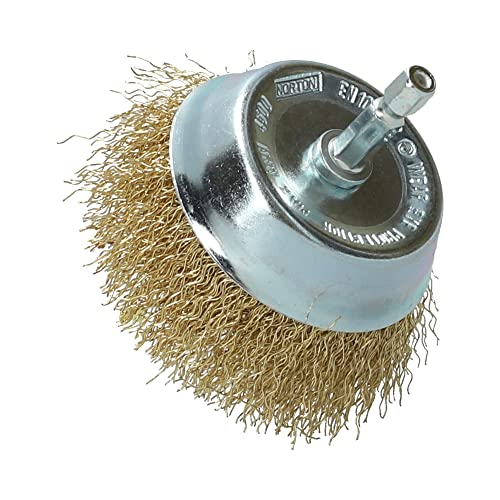 Brosse perceuse pinceau Ø 25 fil laiton ondulé à tige hexagonale