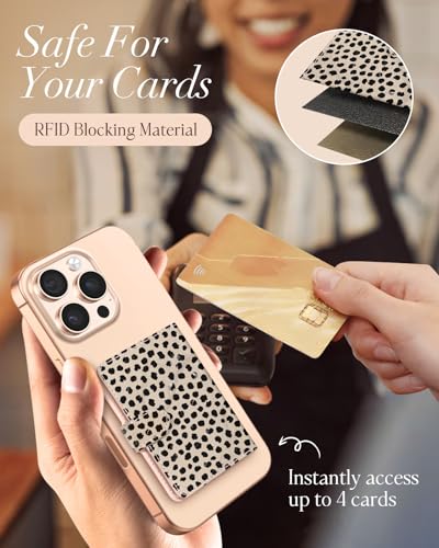 Image of Shorogyt for Magnetic Phone Wallet Compatible with Magsafe Card Holder - Luxury Slim Leather Mag Wallets for Women Fit 4 Cards, for iPhone 17 /16 /15 /14 /13 /12 Series for Apple RFID Magnet, Almond Latte