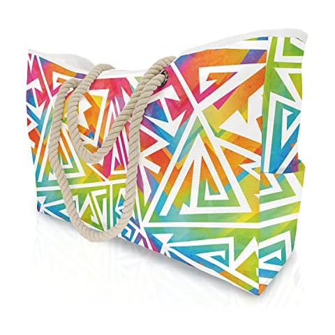 MULTIONS Extra Large Women Beach Tote Bag With Zipper, Anti-theft Beach Bag With Inner Pocket Shoulder Bag Cover