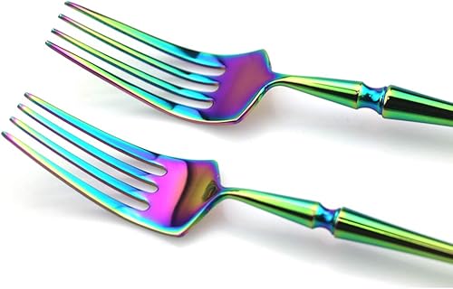 Miniatura 18 de JASHII Juego de 20 cubiertos de acero inoxidable 304, juego de vajilla de cocina color negro, cuchara, tenedor/cuchillo, acabado de espejo