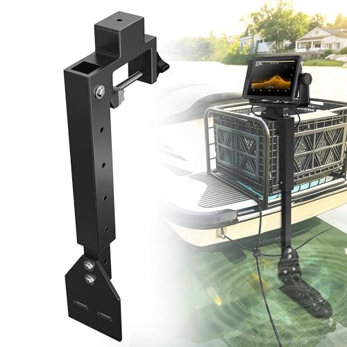 HEIWUKONG Transducer Pole Mount for Boat Aluminum No-Drill Bracket Adjustable 15-23 Powder Coated Clamp-On Design for Kayak Paddle Board Pontoon Drift Boat Jon Boat Inflatable