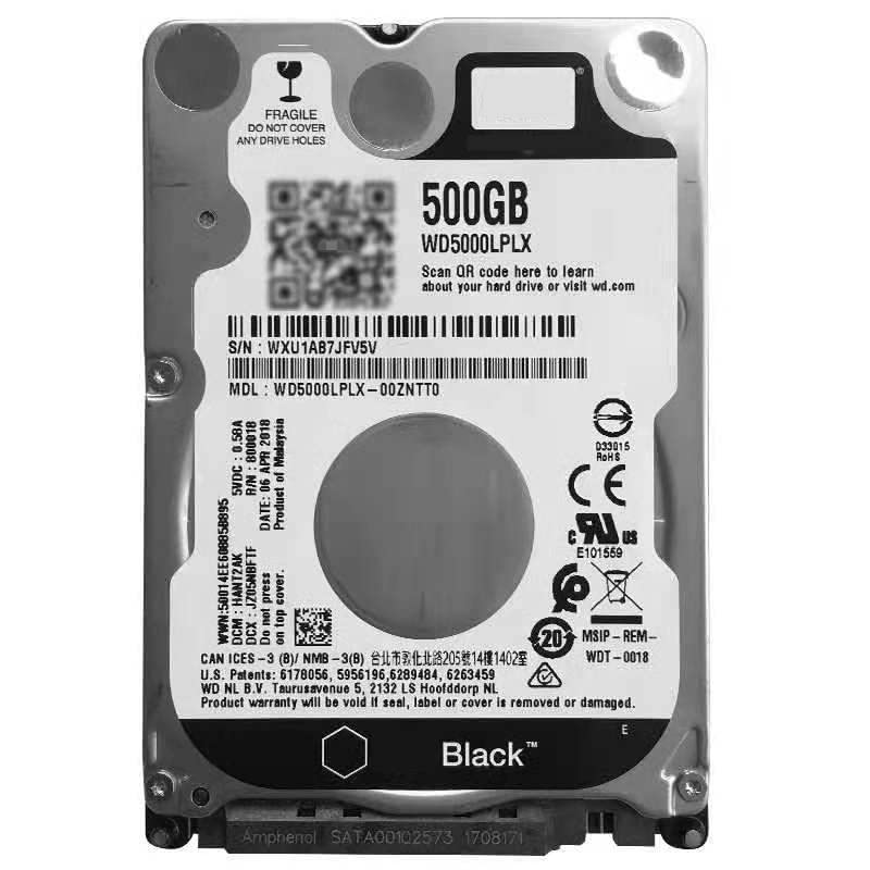 HDD For Black 500GB 2.5" SATA 6 Gb/s 32MB 7200RPM For Internal Hard Disk For Notebook Hard Drive For WD5000LPLX