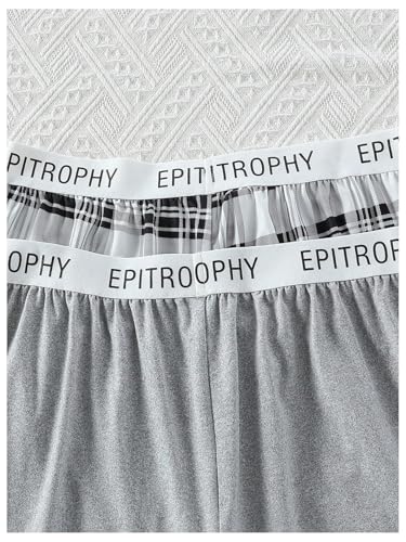 SweatyRocks Men's 2 Pack Pajama Bottoms Plaid Letter Print Elastic Waist Straight Leg Lounge Shorts3