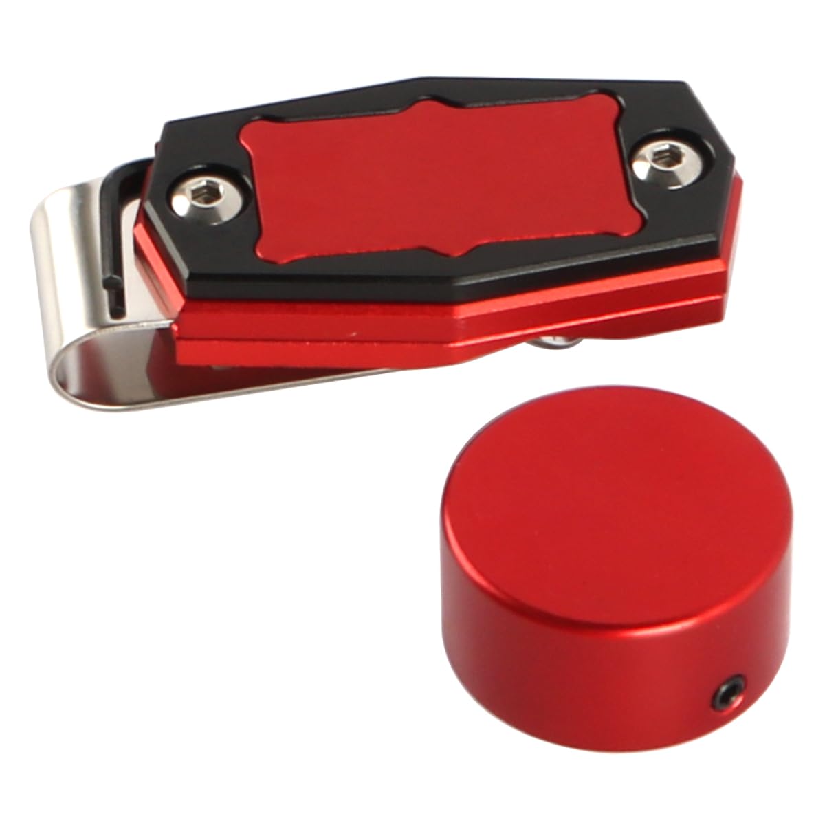 Estuche magnético portátil para tiza de billar con clip para cinturón, color rojo
