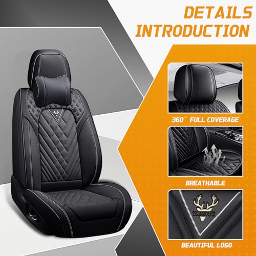 Image of Fit for Toyota RAV4 Seat Covers Full Set 2008-2026 | Nappa Leather Seat Covers for RAV4 Full Set, Airbag Compatible, Full Coverage Seat Protectors, Easy Install(Black)
