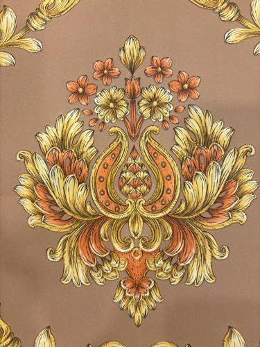 Image of Eurotex PVC Wallpaper Roll for Wall Decor, Non -Adhesive Damask Design wallcoverings for Living Room, Bedroom Walls (Luxury Vinyl Coated 57 sq.ft Roll, Mocha Color)
